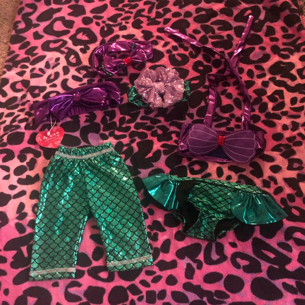 Mermaid swim set and pants with 3 bows